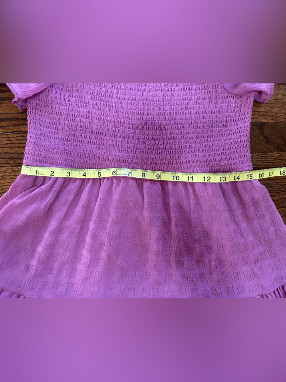 Girls' Pink Tiered Puff-Sleeve Dress size Large - Picture 8 of 9